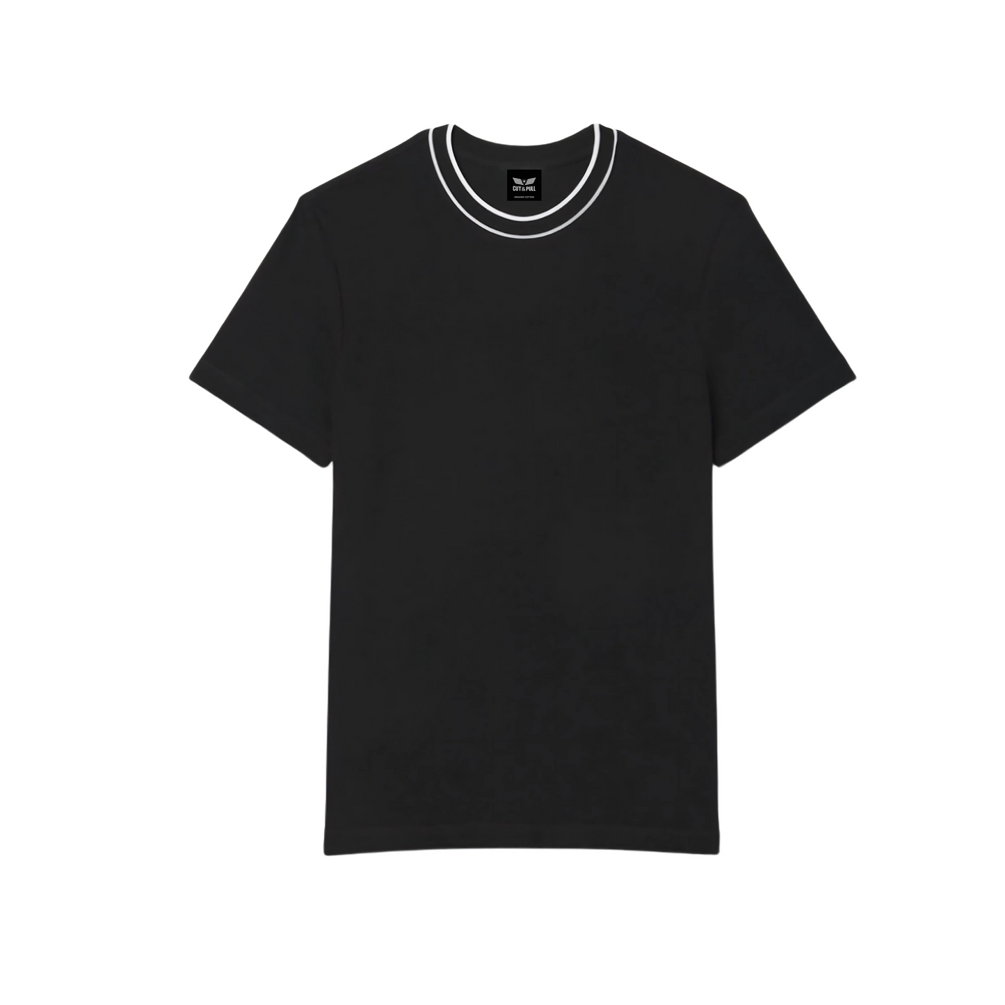 Men's Organic Cotton Crew Neck T- Shirt with Striped Collar