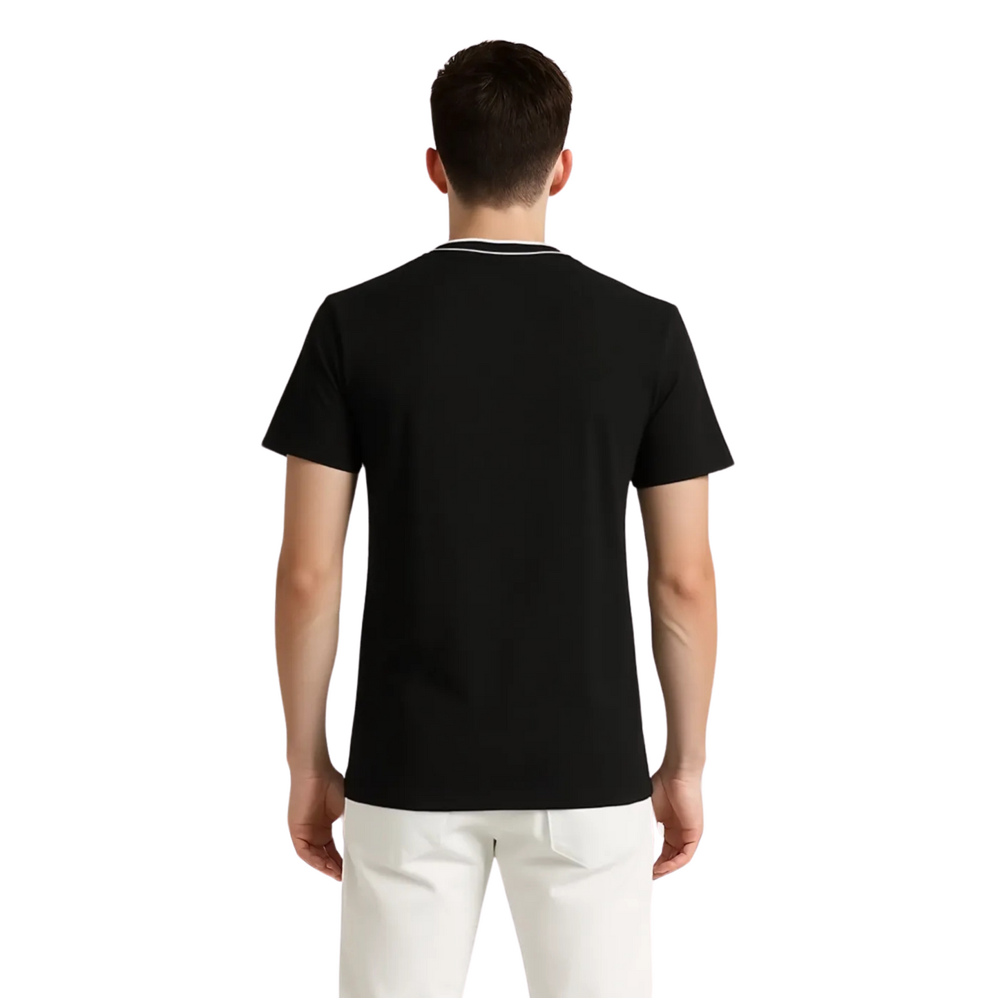 Men's Organic Cotton Crew Neck T- Shirt with Striped Collar