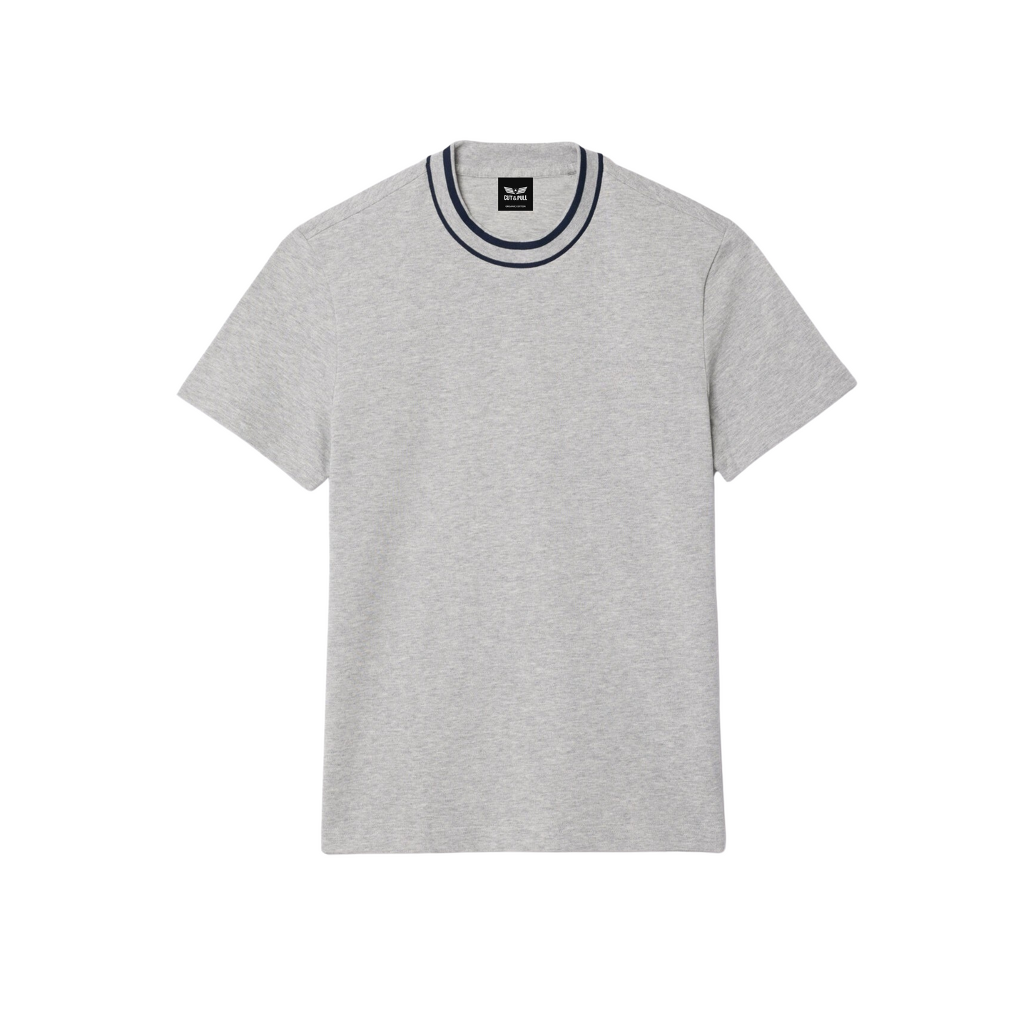 Men's Organic Cotton Crew Neck T- Shirt with Striped Collar