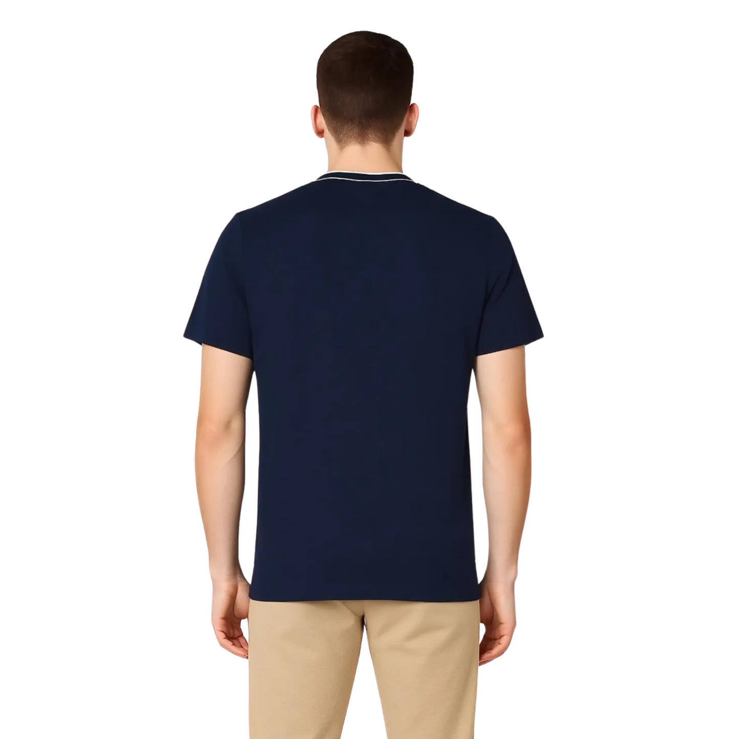 Men's Organic Cotton Crew Neck T- Shirt with Striped Collar