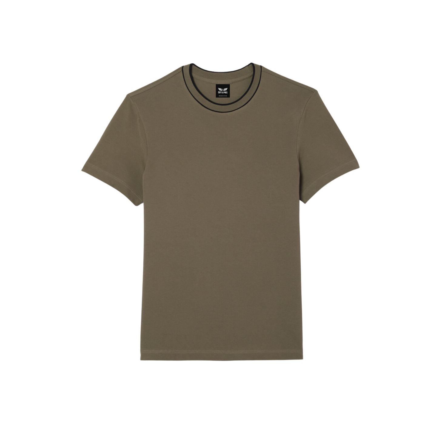 Men's Organic Cotton Crew Neck T- Shirt with Striped Collar