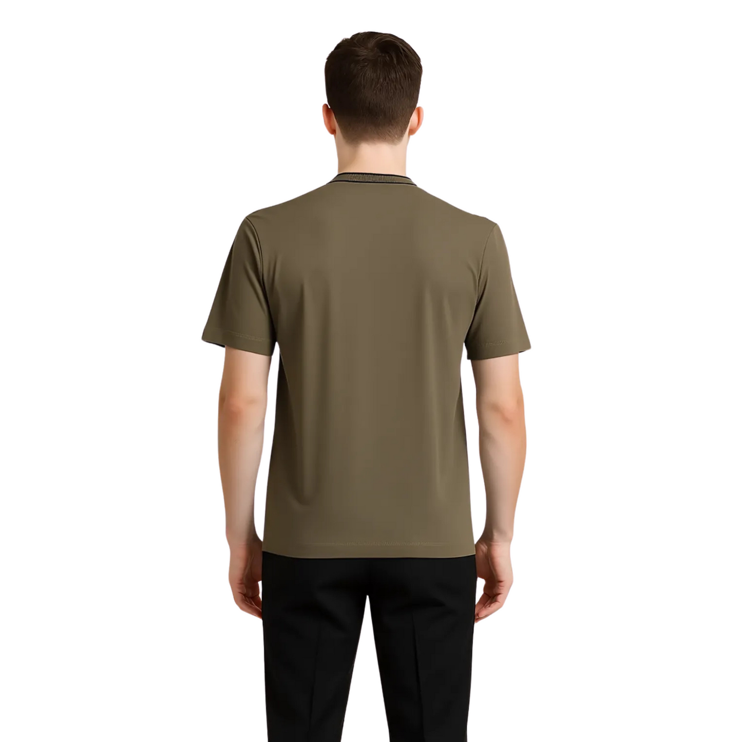 Men's Organic Cotton Crew Neck T- Shirt with Striped Collar