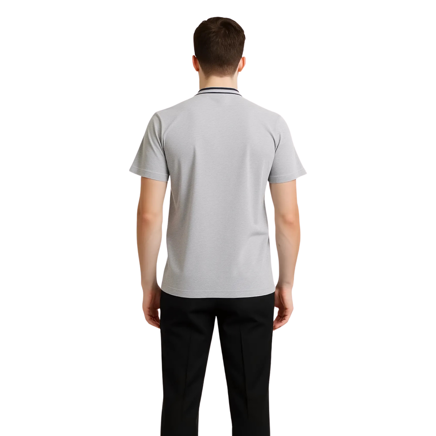 Men's Organic Cotton Crew Neck T- Shirt with Striped Collar