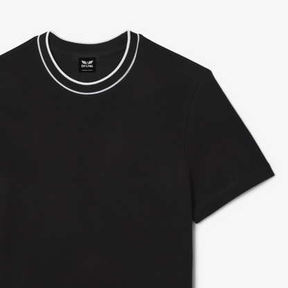Men's Organic Cotton  Crew Neck T- Shirt with Striped Collar