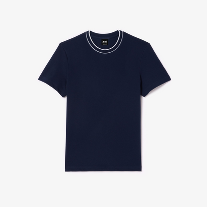 Men's Organic Cotton  Crew Neck T- Shirt with Striped Collar