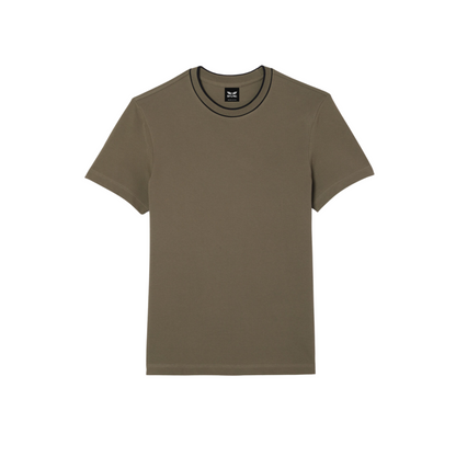 Men's Organic Cotton  Crew Neck T- Shirt with Striped Collar