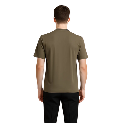 Men's Organic Cotton  Crew Neck T- Shirt with Striped Collar