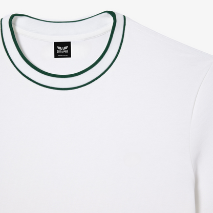Men's Organic Cotton  Crew Neck T- Shirt with Striped Collar