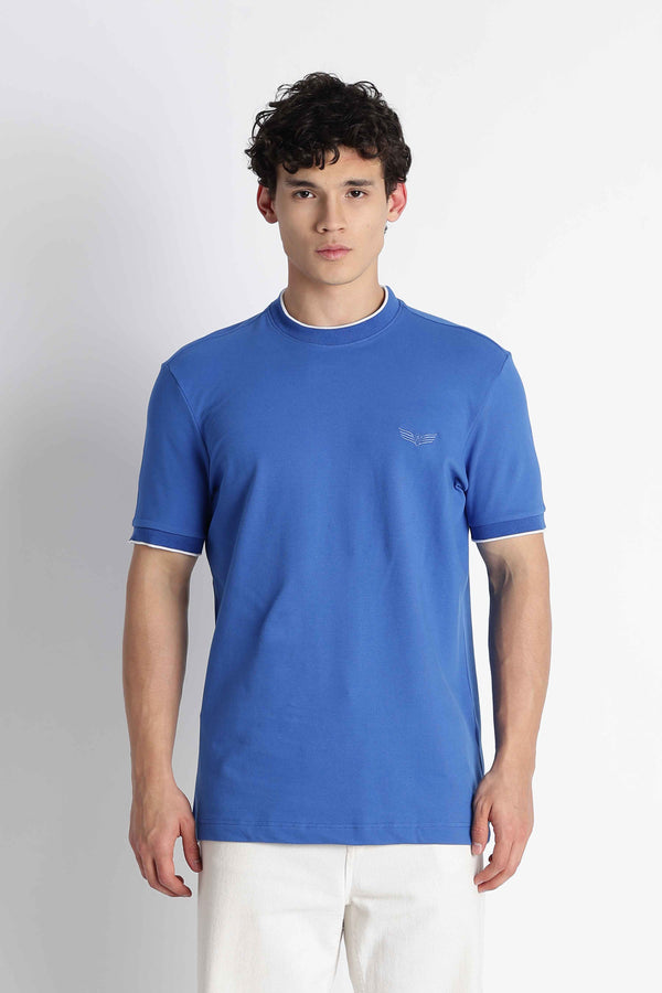 Men’s Cotton Crew Neck T-Shirt with Stripped  Collar Softskin